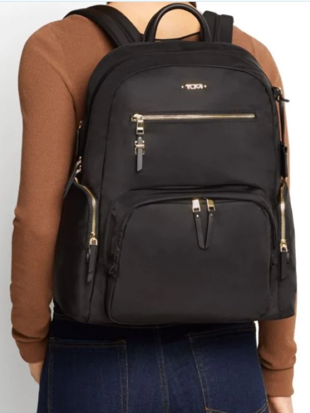 Tumi Black Nylon Backpack with Gold-Tone Hardware